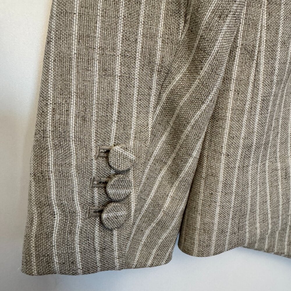 Club monaco linen beige stripe collarless blazer jacket XS